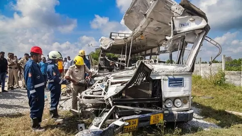 Hyderabad Horror: Bus's Last-Minute Swerve Failed as Truck Charged Head-On in Fatal Collision