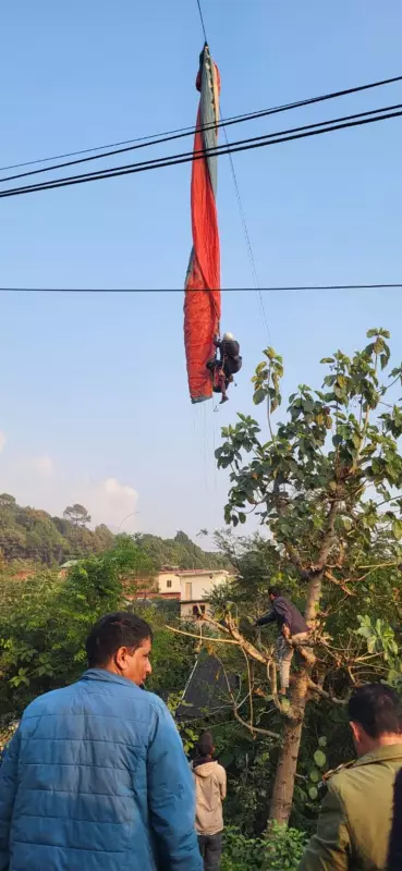 Indraunag Paragliding Mishap: Pilot & Tourist Dangle 4 Hours on Power Lines