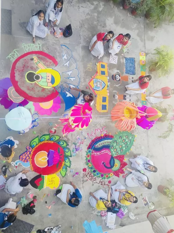Vibrant Rangoli Competition Brings Colour and Creativity to Green Fields School Campus