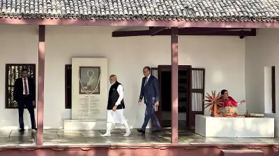 PM Modi, German Chancellor Merz Honour Gandhi at Sabarmati Ashram