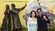 Shah Rukh Khan & Kajol Unveil DDLJ Sculpture in London's Leicester Square