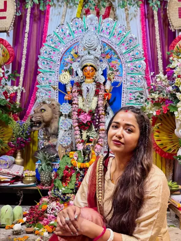 Sohini Sarkar's Festive Glow: Inside Her Joyous Jagadhatri Puja Celebrations