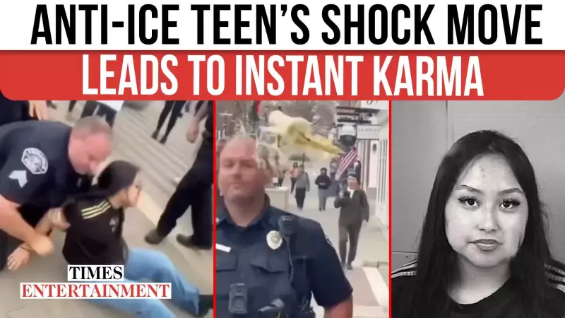 Anti-ICE Teen Dumps Drink on Cop, Gets Arrested Immediately | WATCH