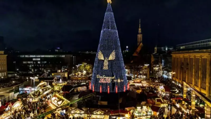 Dortmund's 45-Metre Giant Christmas Tree Illuminates Festive Season
