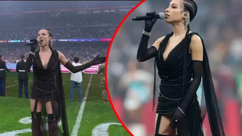 Karina Pasian's NFL Spain Anthem Outfit Sparks National Respect Debate