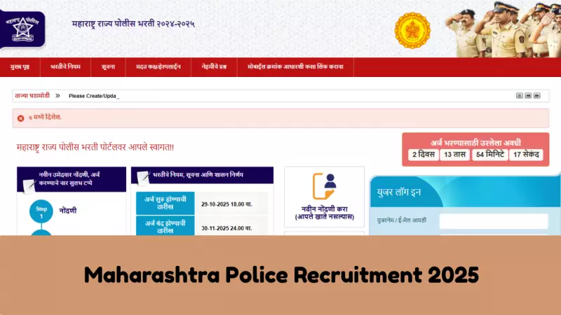 Maharashtra Police Recruitment 2025: 15,657 Vacancies, Apply by Nov 30