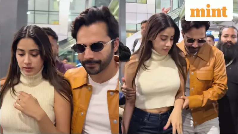 Varun Dhawan Shields Janhvi Kapoor From Crowd at Udaipur Airport