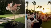 Bikini Dancer in Giant Martini Glass at Trump's Mar-a-Lago Party Sparks Epstein Island Comparisons | Viral Video Controversy