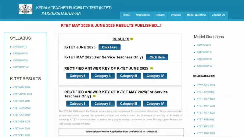 KTET Result 2025 Declared: Check Scores for May & June Exams at ktet.kerala.gov.in