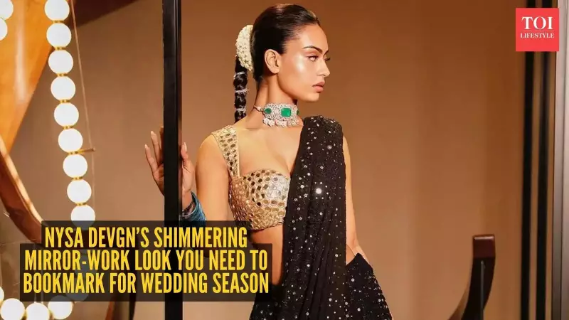 Nysa Devgn's Mirror-Work Saree Sets 2025 Wedding Fashion Trend