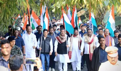 Dharmendra Pradhan Leads Tricolour March at Kudopali Ahead of Shaheed Diwas