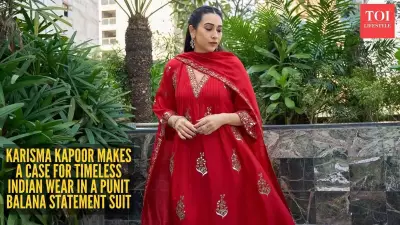 Karisma Kapoor's Rs 58,300 Red Choga Set Is Festive Fashion Goals