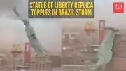 24-Metre Statue of Liberty Replica Topples in Brazil Storm, No Injuries