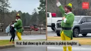 Dad's Hilarious Elf Costume Surprise at School Pickup Goes Viral, Melts Hearts