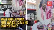Padma Shri Darshanam Mogilaiah Cleans Posters Off His Own Portrait in Hyderabad