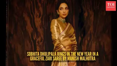 Sobhita Dhulipala's Golden Manish Malhotra Saree is a Zardozi Masterpiece
