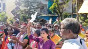 Chimbel Villagers Escalate Protest, March to MLA's House Over Unity Mall & Prashaasan Stambh