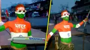 Gujarat Tourist's Patriotic Display at Srinagar's Lal Chowk on Republic Day