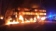 Private Sleeper Bus Catches Fire in Karnataka's Shivamogga En Route to Bengaluru