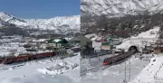 Vande Bharat Express Glides Through Snow-Covered Kashmir Tracks, Showcasing Engineering Prowess