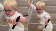 Visually Impaired Boy Simon's Stair Descent Video Wins Hearts Online