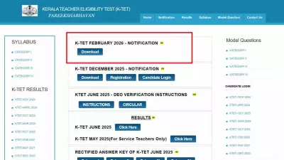 Kerala TET 2026 Notification Released: Registration Starts February 26