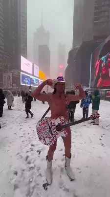 Snowflakes Transform Times Square into Winter Wonderland in New York
