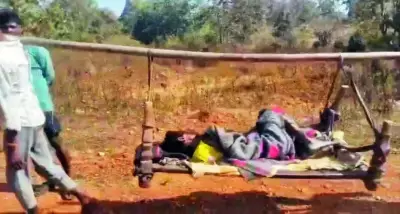 Tribal Man Carried 10km on Cot in Bastar Due to Absence of Motorable Road
