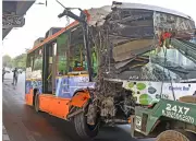 Ahmedabad BRTS Bus Crashes into Bridge Pillar, Driver Rescued After Hour-Long Operation
