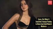 Ananya Panday Stuns in Manish Malhotra's Black-Gold Corset Saree