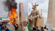 Iran Protesters Burn Baal Effigy with Star of David at Revolution Anniversary Rally
