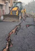 Kolkata Earthquake Splits Freshly-Laid Behala Road, Exposing Subsoil Instability