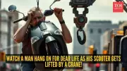 Man Hangs Mid-Air on Scooter During Tow Attempt in Viral Video
