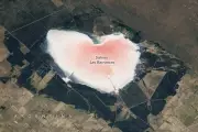 NASA Captures Argentina's Pink Heart-Shaped Salt Lake from Space