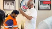 Rajinikanth Presents Gold Chain to Honest Sanitation Worker Padma