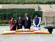 Seychelles President Patrick Herminie Honors Mahatma Gandhi at Rajghat in Delhi