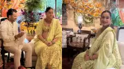 Sonam Kapoor Stuns in Lime Green at Baby Shower, Poses with Husband Anand Ahuja