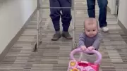 Viral Video: Baby and Grandfather's Heartwarming Walk with Walkers Captivates Internet