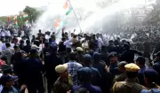 Water Cannons and Lathi Charge Used on Congress Protesters in Jaipur