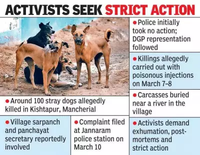 Mass Killing of 100 Stray Dogs in Telangana Village Sparks Outrage and Police Probe