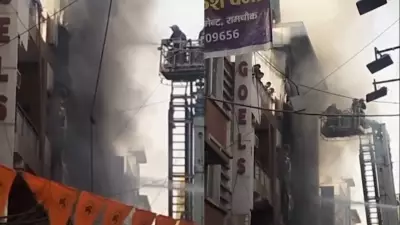 Massive Fire Erupts at Delhi Residential Building Near Palam Metro, Rescue Underway