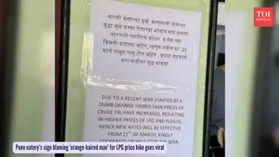 Pune Restaurant's Viral Sign Blames 'Orange-Haired Man' for LPG Price Hike