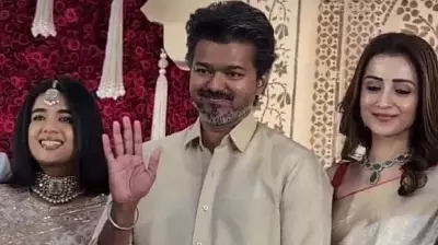 Vijay and Trisha Spark Buzz with Coordinated Outfits at Wedding Reception