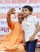 CM Yogi Adityanath Fulfills Student's Selfie Wish During Rajasthan School Visit