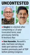 Congress Leaders Singhvi and Vem Narender Elected Unopposed to Rajya Sabha from Telangana