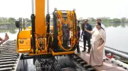 Delhi CM Rekha Gupta Launches Amphibious Excavator for Najafgarh Drain Cleanup