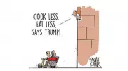 DH Cartoon Satirizes Rising Food Costs: 'Cook Less, Eat Less'