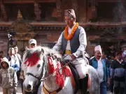 Kaji Saheb's Vermillion Procession Marks Nepal's Ghode Jatra Festival in Lalitpur