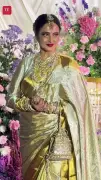 Rekha's Glamorous Appearance Steals Spotlight at Barjatya Wedding