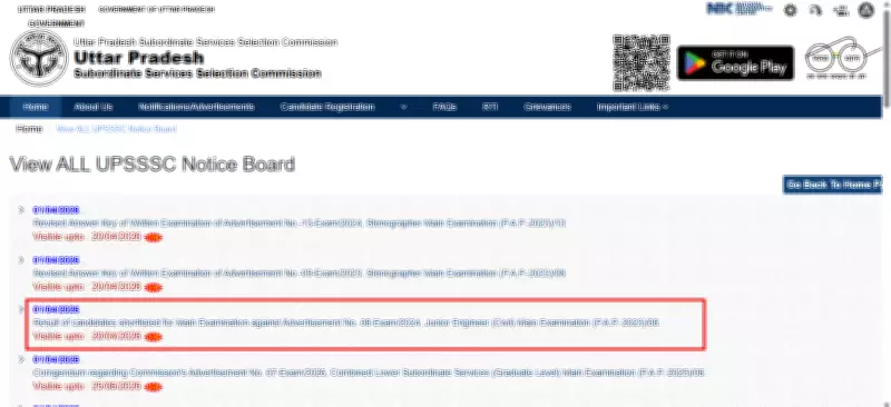 UPSSSC JE Result 2026 Released: 4,612 Candidates Shortlisted for Next Stage